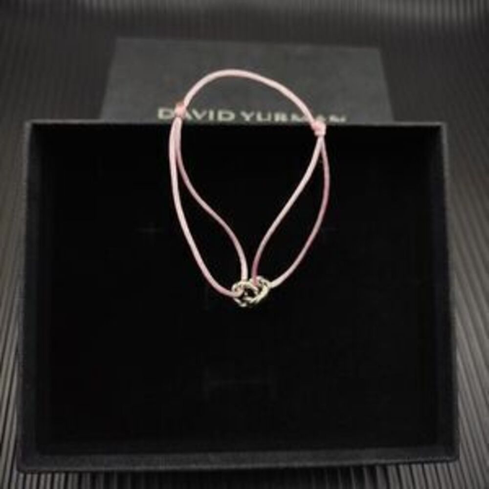 David Yurman Pink Double-Ring Silver Nylon Rope Bracelet - Picture 4 of 5